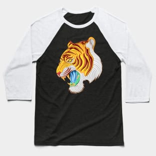 Golden tiger head Baseball T-Shirt